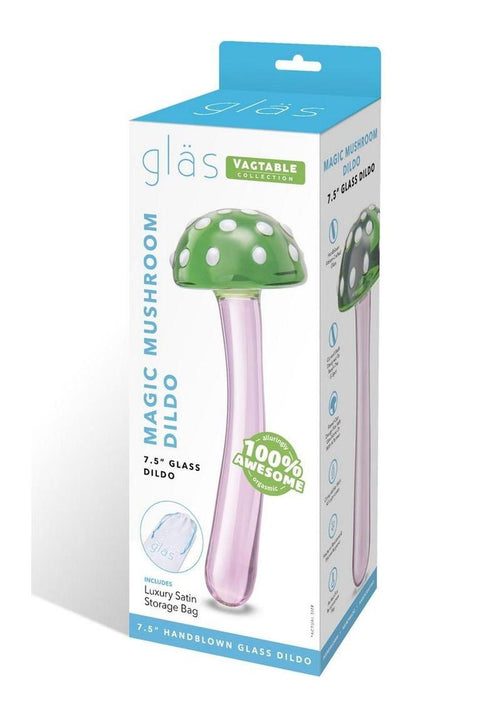 Load image 1 in gallery view. Glas Magic Mushroom Glass Dildo - Green/Pink - 7.5in