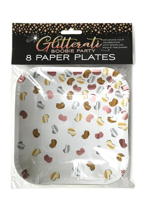 Load image 1 in gallery view. Glitterati Boobie Party Plates - Multicolor - 8 Per Pack