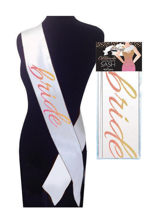 Load image 1 in gallery view. Glitterati Bride Sash - Rose Gold/White