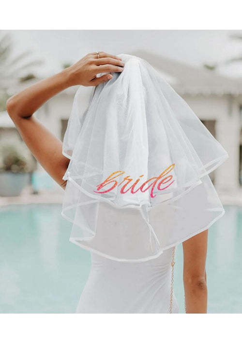 Load image 1 in gallery view. Glitterati Bride Veil - Rose Gold/White