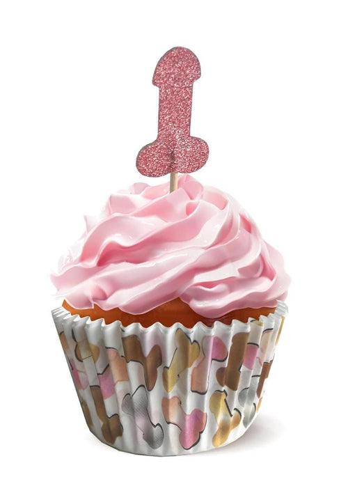 Load image 1 in gallery view. Glitterati Penis Party Cupcake - Multicolor - 48 Pieces/Set
