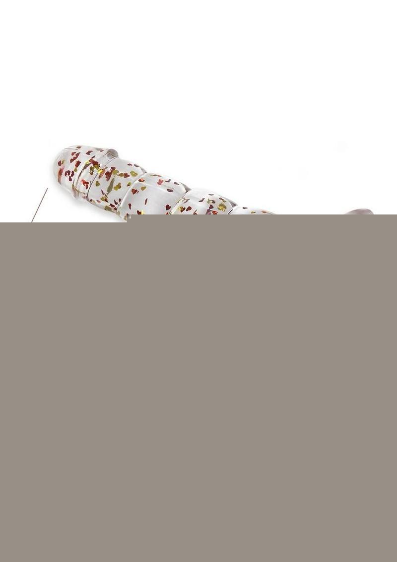 Glittergasm Swirl Clear Dildo with Suction Cup - Orange/Red/Golden Glitter Glittergasm