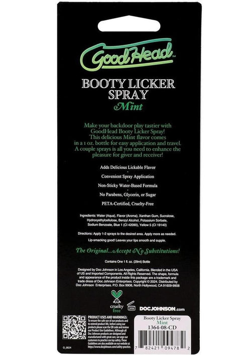 Load image 1 in gallery view. Goodhead Booty Licker Spray - Mint GoodHead