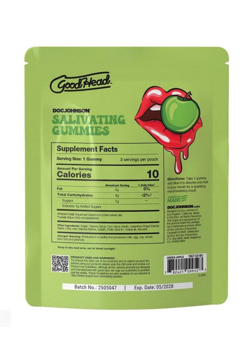 Load image 1 in gallery view. Goodhead Salivating Gummies (3pcs Per Pouch - Green Apple - Bulk