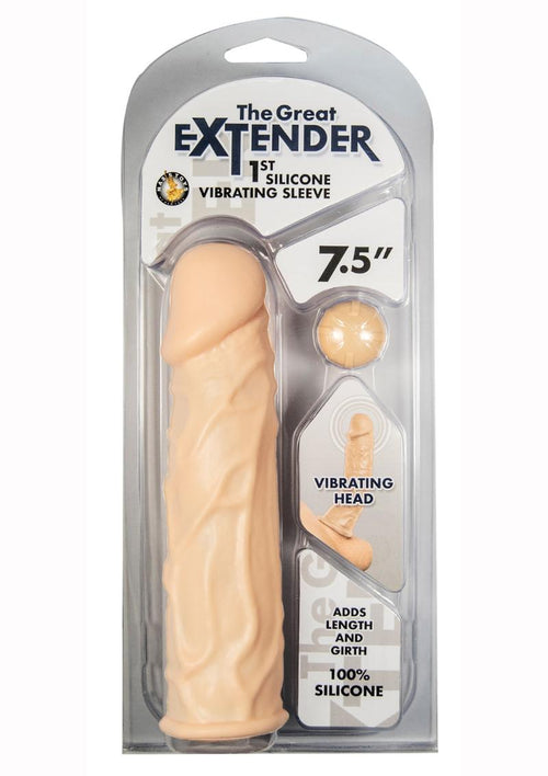 Load image 1 in gallery view. Great Extender 1st Silicone Vibrating Sleeve - Vanilla - 7.5in