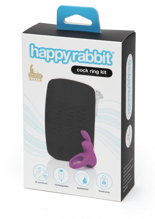 Load image 1 in gallery view. Happy Rabbit Cock Ring Rechargeable Silicone Kit - Black/Purple - 2 Piece