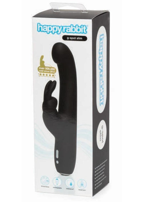 Load image 1 in gallery view. Happy Rabbit Slimline G-Spot Silicone Rabbit Vibrator - Black