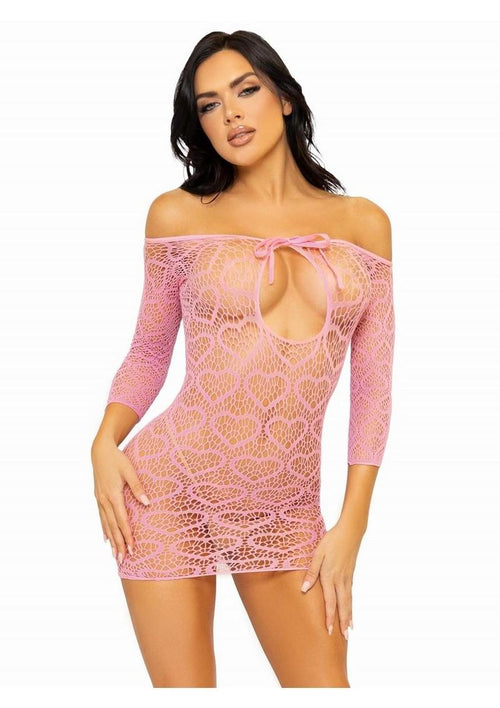 Load image 1 in gallery view. Heart Net Mini Dress with Keyhole Tie Front - Its Cassidy Bybee