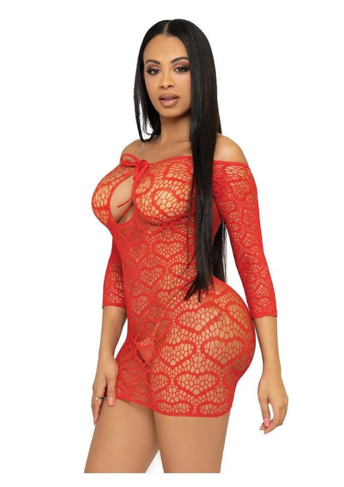Load image 1 in gallery view. Heart Net Mini Dress with Keyhole Tie Front - Its Cassidy Bybee
