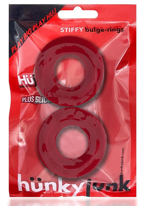 Load image 1 in gallery view. Hunkyjunk Stiffy Bulge Silicone Cock Rings - Cherry Ice/Red - 2 Pack