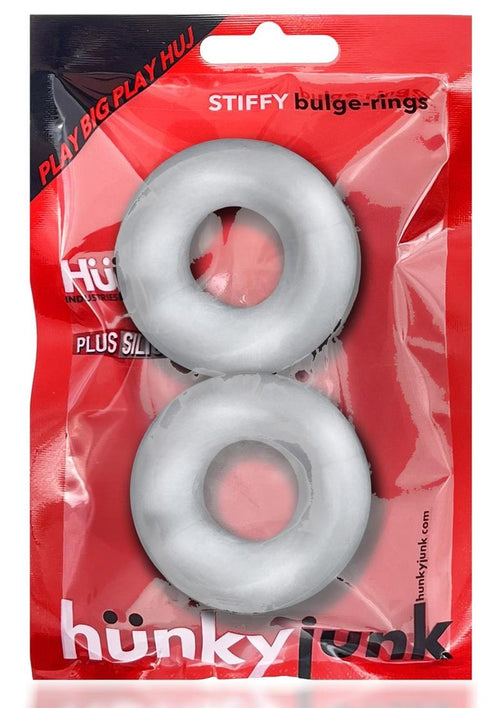 Load image 1 in gallery view. Hunkyjunk Stiffy Bulge Silicone Cock Rings - Clear/Clear Ice - 2 Pack