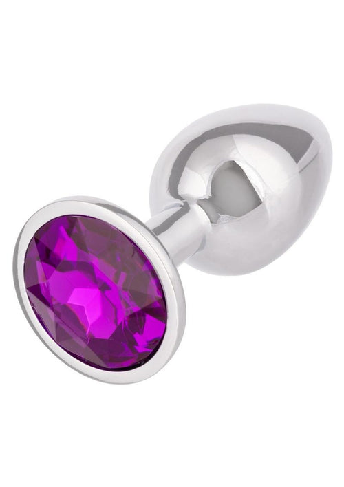 Load image 1 in gallery view. Jewel Amethyst Aluminum Anal Plug - Metal/Purple - Small