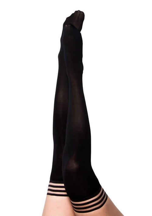 Load image 1 in gallery view. Kixies Danielle Opaque Thigh High Tights - Size B - Black - Medium