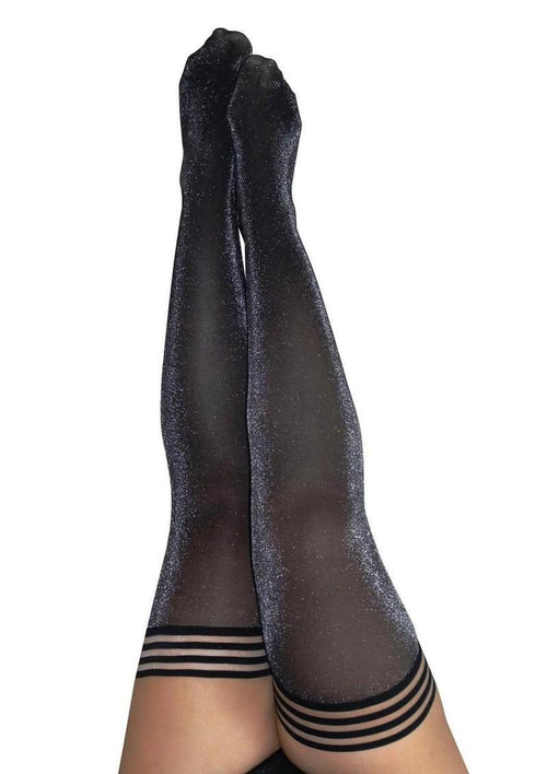 Load image 1 in gallery view. Kixies Kaylee Shimmer Thigh High Tights - Size A - Grey - Small