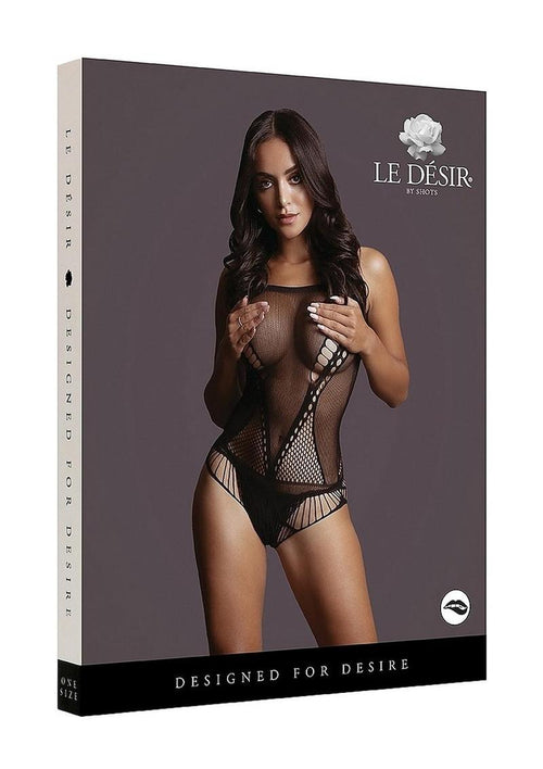 Load image 1 in gallery view. Le Desir Contrast Net Teddy - Black - One Size