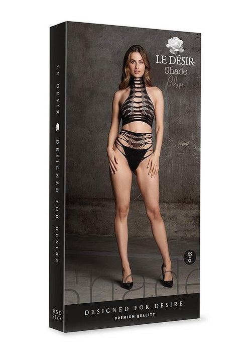 Load image 1 in gallery view. Le Desir Shade Carpo Xlvi Two Piece with Turtleneck, Crop Top and Pantie - Black - One Size