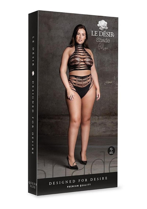 Load image 1 in gallery view. Le Desir Shade Carpo Xlvi Two Piece with Turtleneck, Crop Top and Pantie - Black - Queen