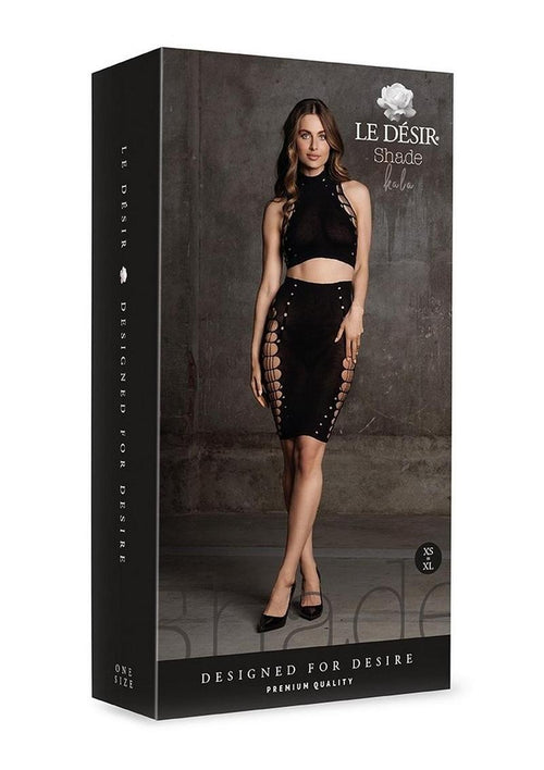 Load image 1 in gallery view. Le Desir Shade Kala Xxxvii Two Piece with Turtleneck, Crop Top and Skirt - Black - One Size