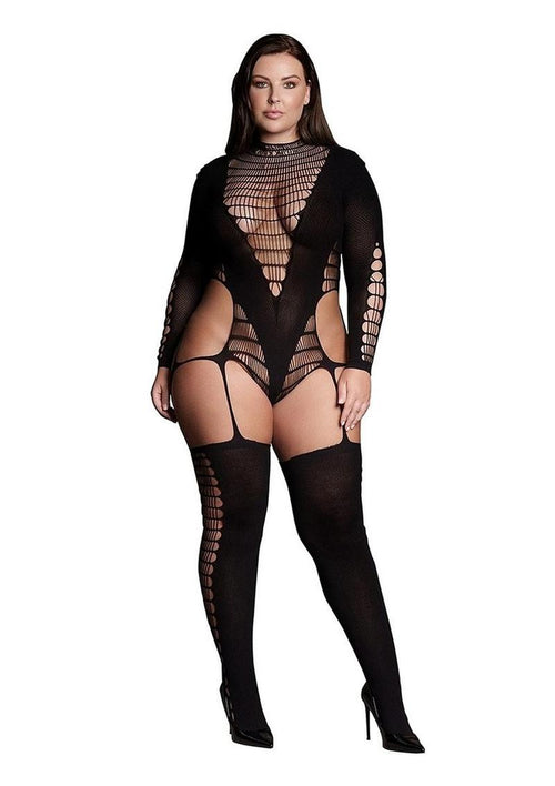 Load image 1 in gallery view. Le Desir Shade Kalyke Xxiii Bodystocking with Turtleneck - Black - Queen