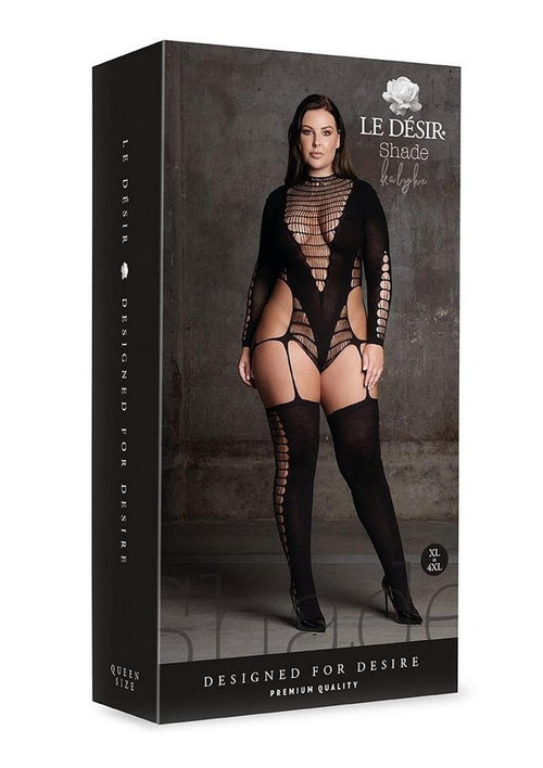Load image 1 in gallery view. Le Desir Shade Kalyke Xxiii Bodystocking with Turtleneck - Black - Queen