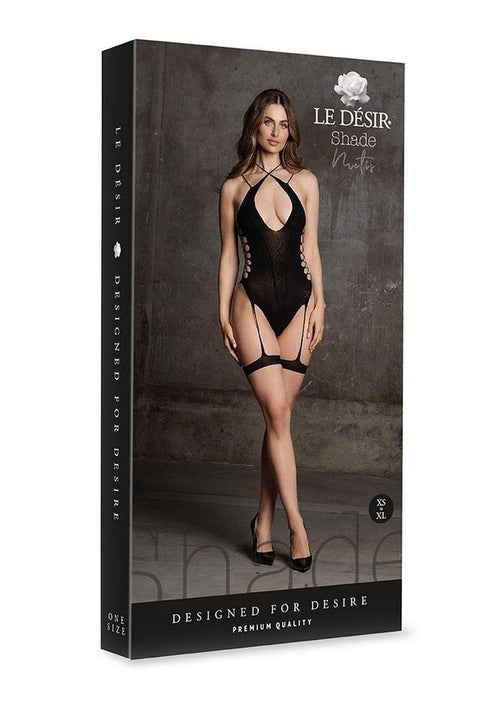 Load image 1 in gallery view. Le Desir Shade Metis Xvi Body with Garter and Crossed Neckline - Black - One Size