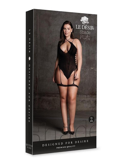 Load image 1 in gallery view. Le Desir Shade Metis Xvi Body with Garter and Crossed Neckline - Black - Queen