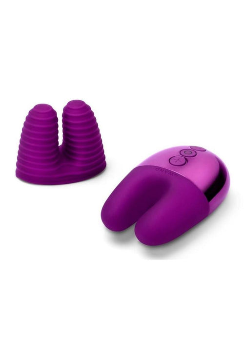 Load image 1 in gallery view. Le Wand Double Vibe Rechargeable Silicone Rabbit Vibrator - Cherry/Purple