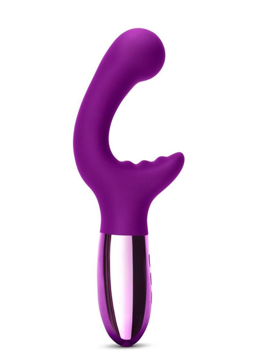 Load image 1 in gallery view. Le Wand Xo Rechargeable Silicone Dual Stimulating Vibrator - Cherry/Purple