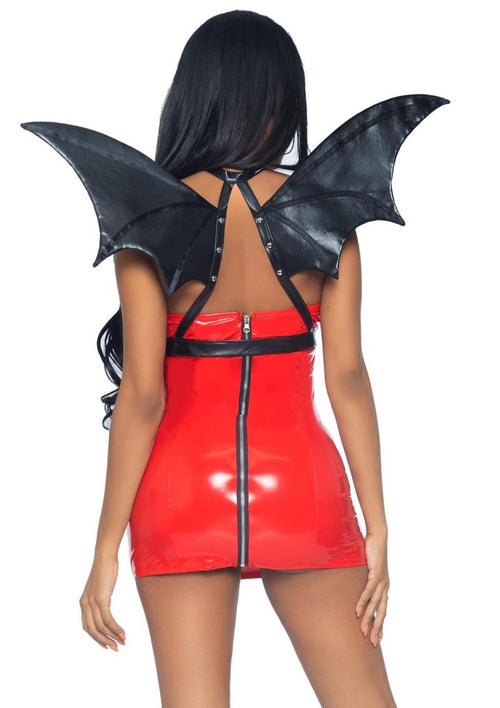 Load image 1 in gallery view. Leg Avenue Bat Wing Body Harness Faux Leather - Black - One Size