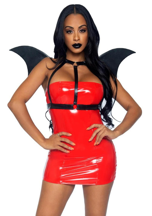Load image 1 in gallery view. Leg Avenue Bat Wing Body Harness Faux Leather - Black - One Size
