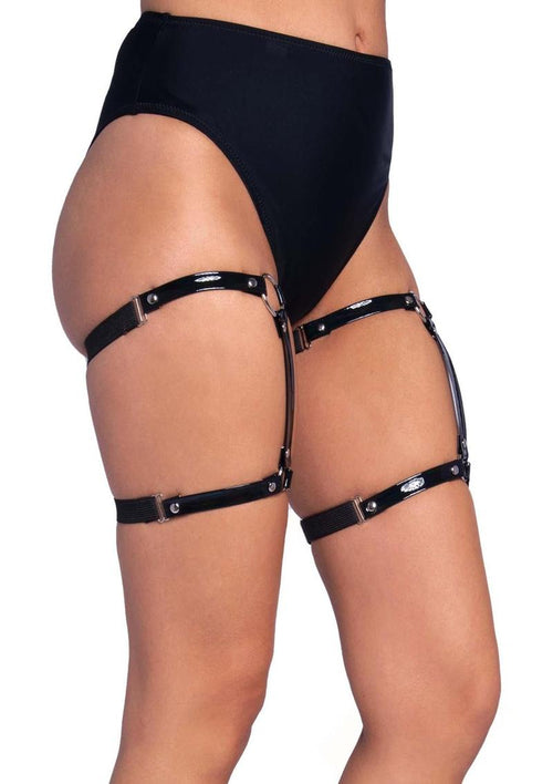 Load image 1 in gallery view. Dual Strap Studded Thigh High Garters Leg Avenue