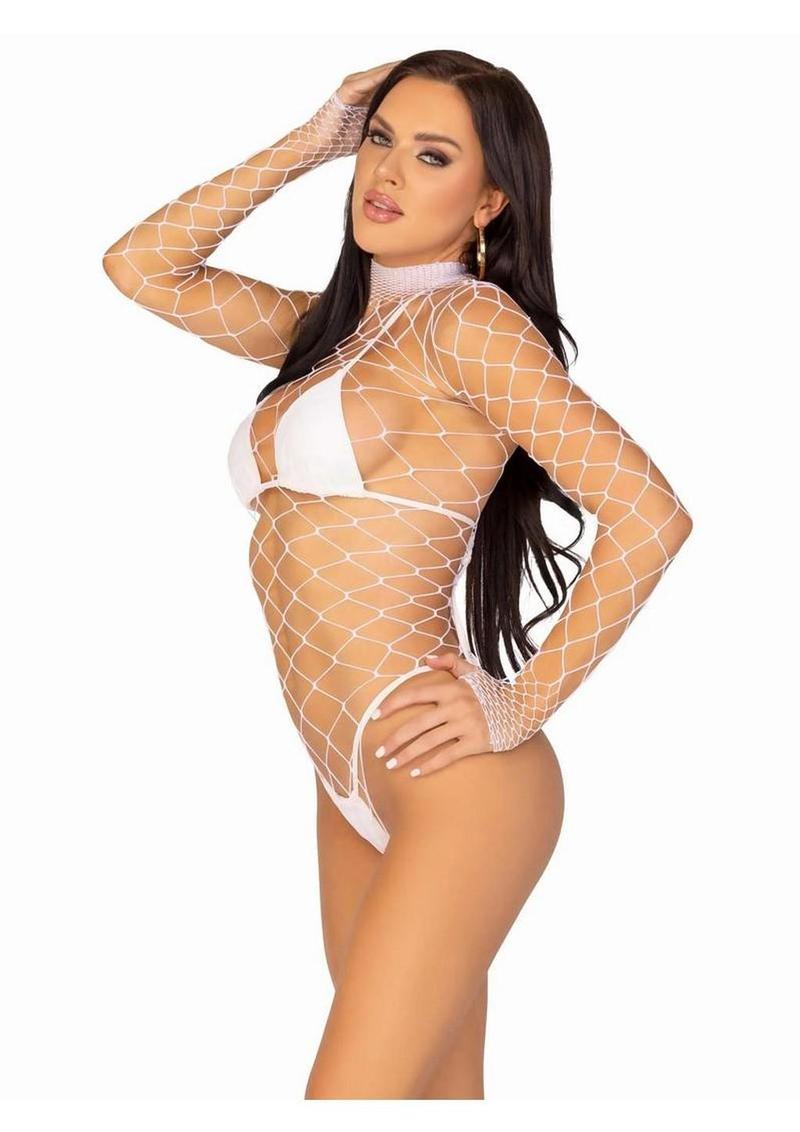 Fence Net Snap Crotch Long Sleeved Bodysuit Leg Avenue