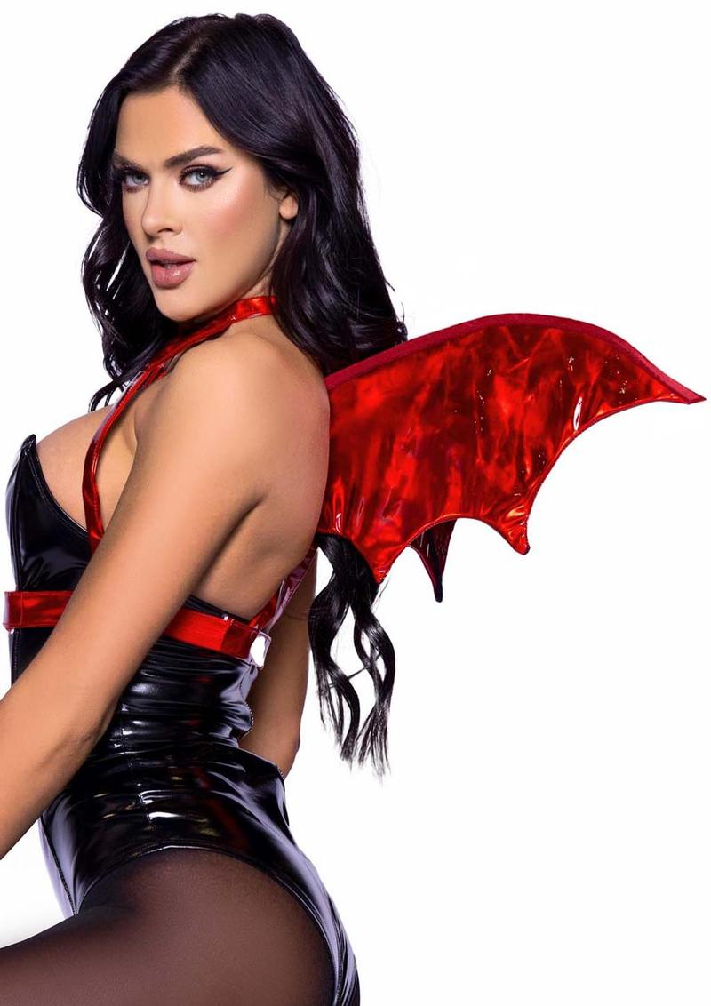 Iridescent Vinyl Devil Wing Body Harness Leg Avenue