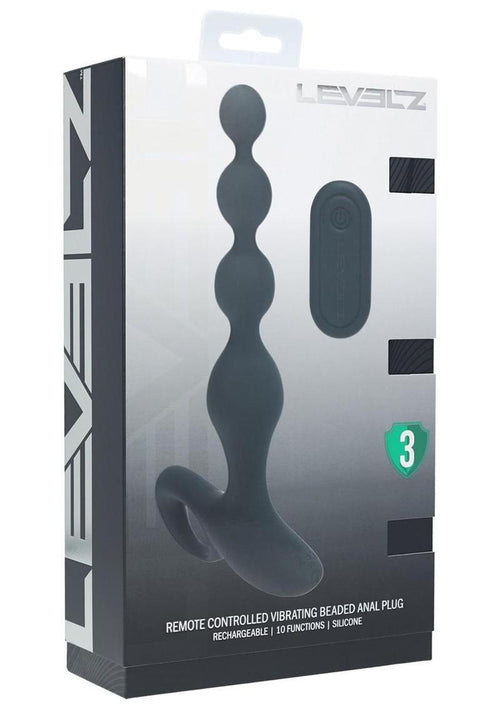 Load image 1 in gallery view. Levelz Beaded Vibrating Silicone Rechargeable Anal Plug with Remote Control - Black