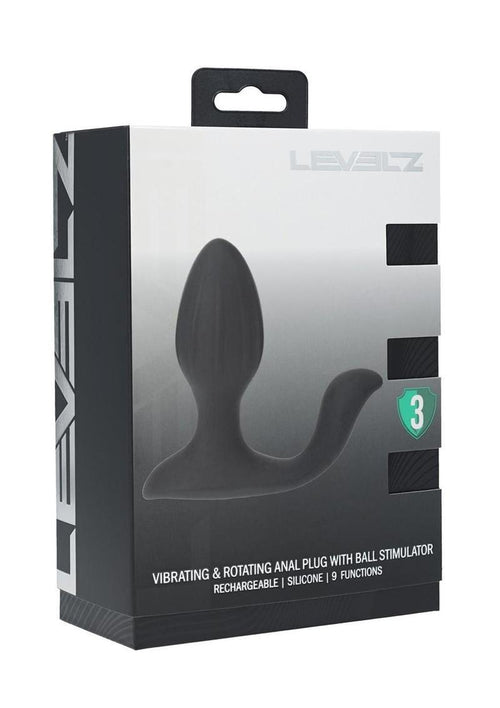 Load image 1 in gallery view. Levelz Vibrating and Rotating Silicone Rechargeable Anal Plug with Ball Stimulator - Black