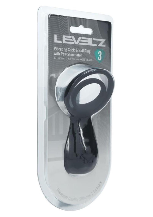 Load image 1 in gallery view. Levelz Vibrating Silicone Rechargeable Cock and Ball Ring with Paw Stimulator - Black