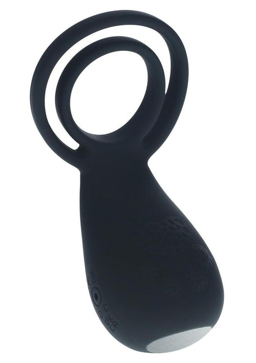 Load image 1 in gallery view. Levelz Vibrating Silicone Rechargeable Cock and Ball Ring with Paw Stimulator - Black