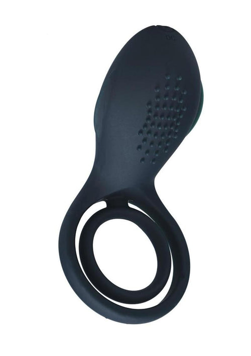 Load image 1 in gallery view. Levelz Vibrating Silicone Rechargeable Cock and Ball Ring with Winged Stimulator - Black