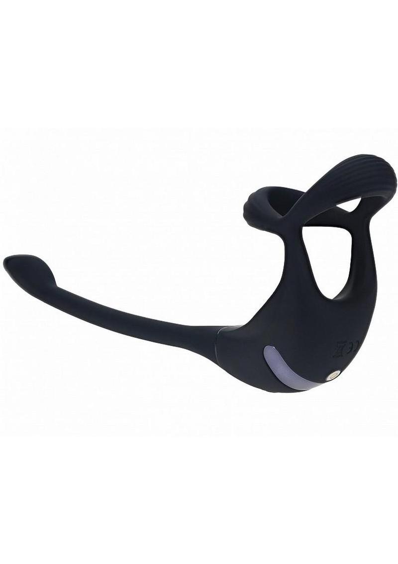 Levelz Vibrating Silicone Rechargeable Tri O Cock Ring with Prostate Stimulator and Remote Control Levelz