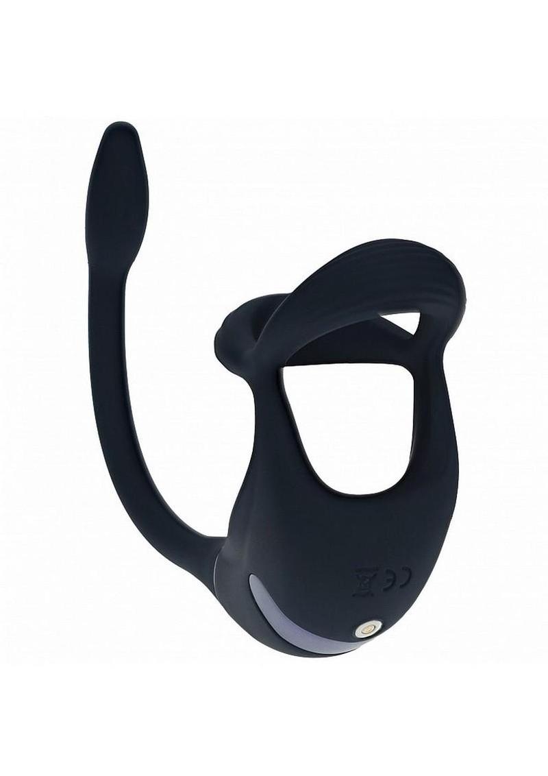 Levelz Vibrating Silicone Rechargeable Tri O Cock Ring with Prostate Stimulator and Remote Control Levelz