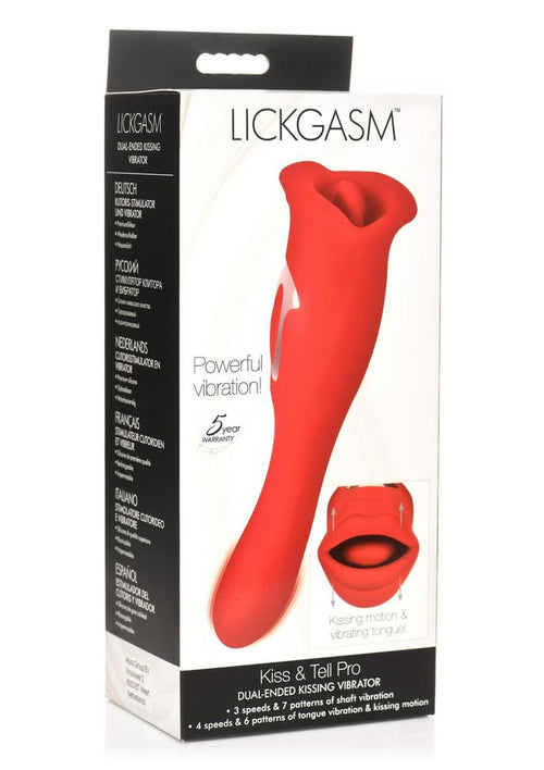 Load image 1 in gallery view. Lickgasm Kiss and Tell Pro Dual-Ended Kissing Rechargeable Silicone Vibrator - Red