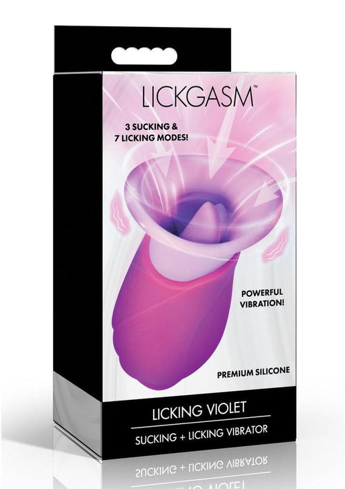 Load image 1 in gallery view. Lickgasm Licking Violet Sucking Licking Rechargeable Silicone Vibrator - Purple