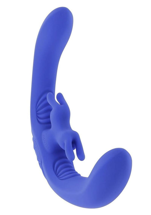 Load image 1 in gallery view. Lovebirds Rechargeable Silicone Dual Vibrator with Remote Control - Blue