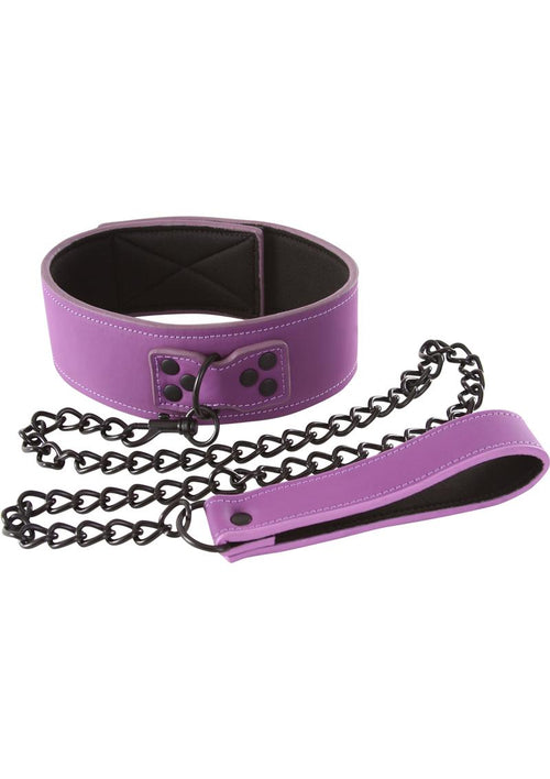 Load image 1 in gallery view. Lust Bondage Collar - Black/Purple