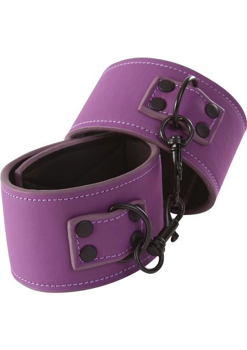 Load image 1 in gallery view. Lust Bondage Wrist Cuff - Black/Purple
