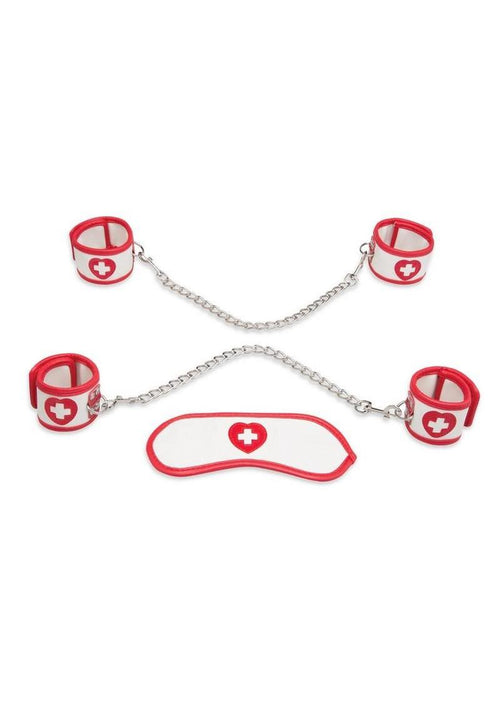 Load image 1 in gallery view. Lux Fetish Naughty Nurse BDSM - Red/White - 5pc/Set