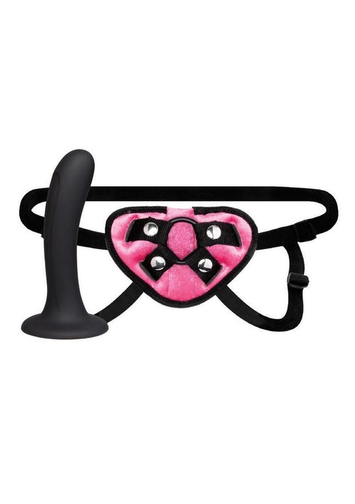 Load image 1 in gallery view. Lux Fetish Strap-On and Dildo - Black/Pink - 6in - Set