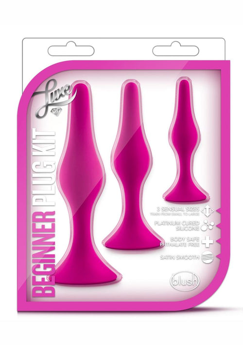 Load image 1 in gallery view. Luxe Beginner Plug Kit Silicone Butt Plugs 3 Sizes - Pink