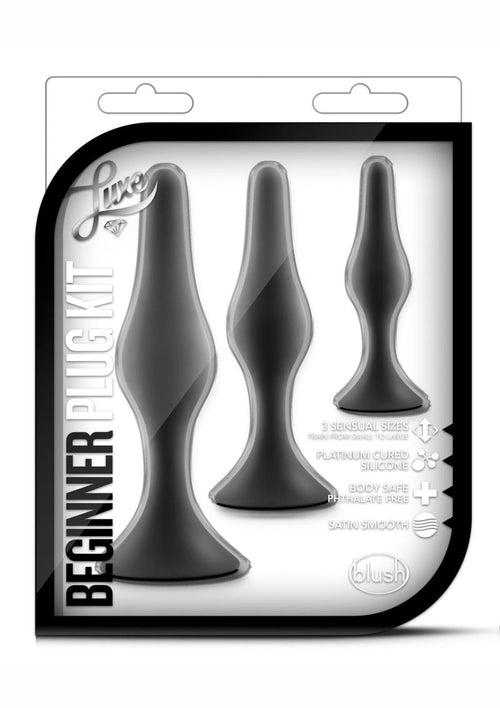 Load image 1 in gallery view. Luxe Beginner Silicone Butt Plug Kit 3 Sizes 3 Sizes - Black