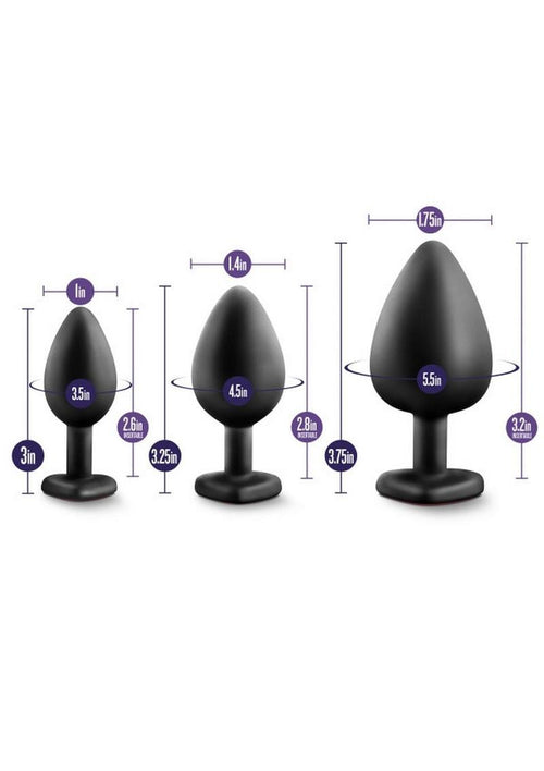 Load image 1 in gallery view. Luxe Bling Butt Plugs Silicone Training Kit with Red Gems (3 Size Kit Luxe